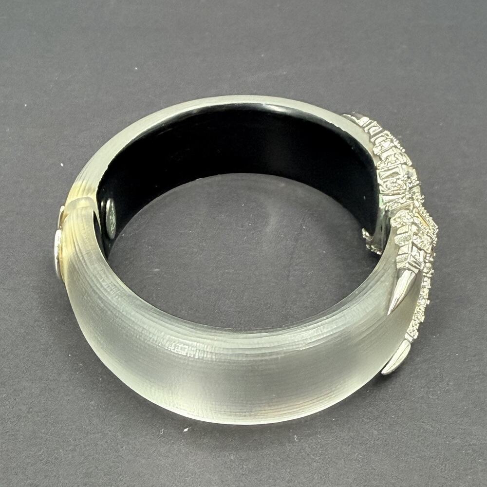 Alexis Bittar Crystal Encrusted Lucite Hinged Cuff Bracelet Statement Piece - Picture 6 of 11